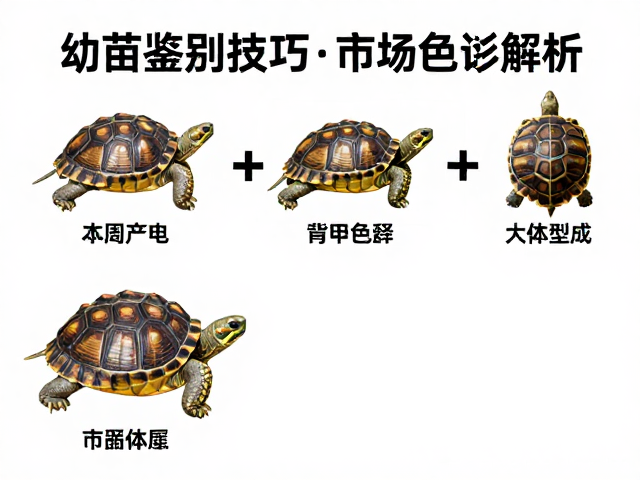 幼苗鉴别技巧,不同产地背甲色泽对比,大体型成龟市场价解析