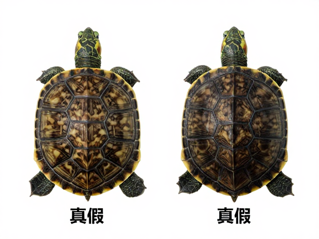 龟苗真假鉴别,人工染色、腹甲花纹与拼接方式全解析