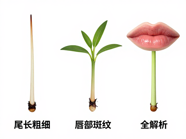 幼苗鉴别技巧,尾长粗细与唇部斑纹特征全解析