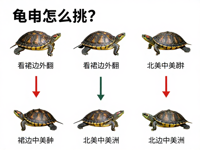 龟苗怎么挑?看裙边外翻与北美中美洲种群区别,新手鉴别技巧