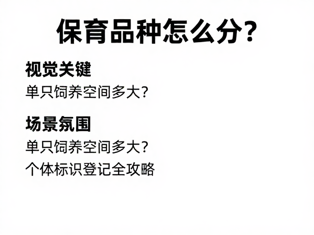 保育品种怎么分？单只饲养空间多大？个体标识登记全攻略