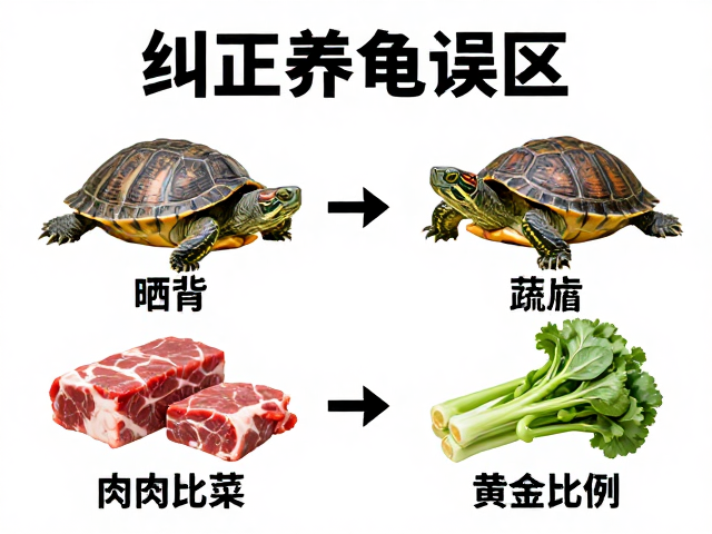 纠正饲养误区，乌龟晒背与肉类蔬菜黄金比例，健康养龟指南