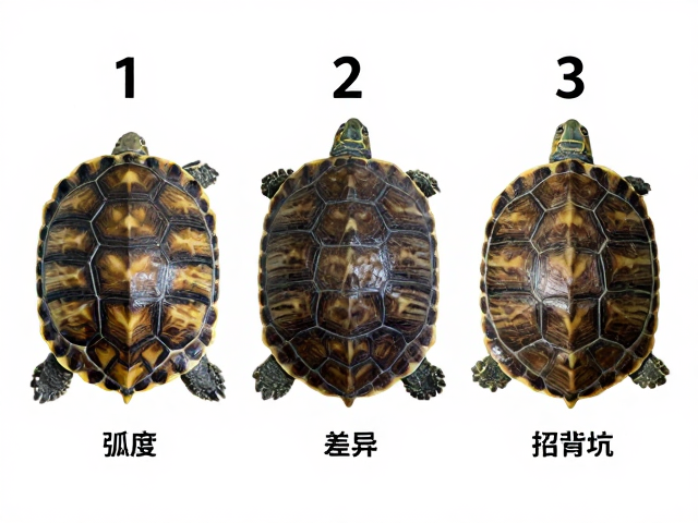 龟苗鉴别,通过背甲弧度看幼体成体差异,3招避坑