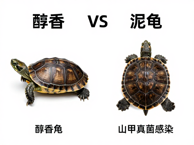 麝香龟vs泥龟对比,幼苗鉴别技巧及腐甲真菌感染区别