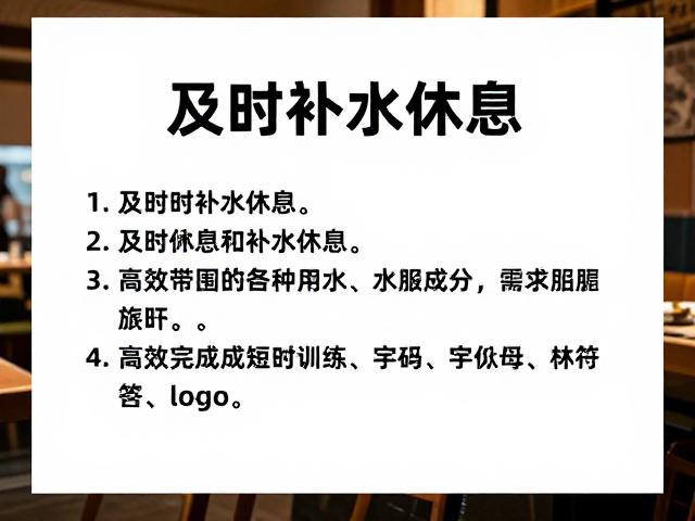 餐厅安静入座等候指南，及时补水休息，高效完成短时停留训练