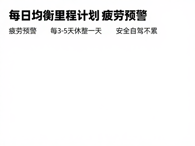 每日均衡里程规划，疲劳预警，每3-5天休整一天，安全自驾不累