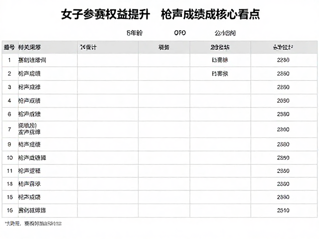 赛制革新下女子参赛权益提升,枪声成绩成核心看点