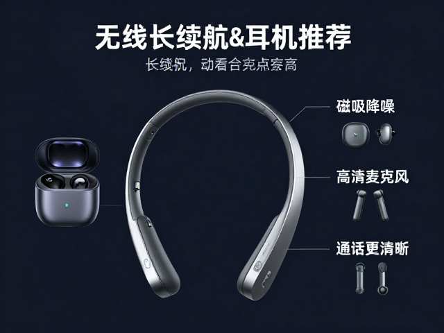 无线长续航颈挂耳机推荐，磁吸降噪，高清麦克风，通话更清晰
