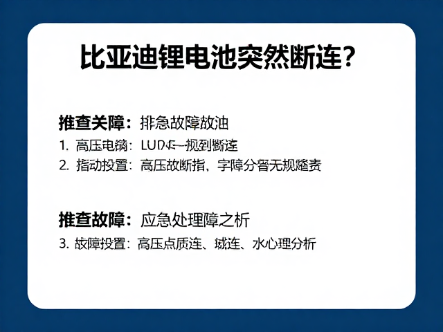 比亚迪锂电池突然断连？排查故障与应急处理指南