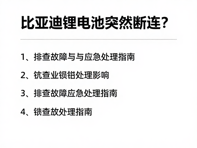 比亚迪锂电池突然断连？排查故障与应急处理指南