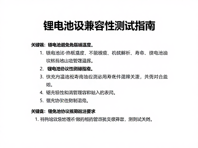 锂电池避免极端温度，快充协议兼容性测试指南