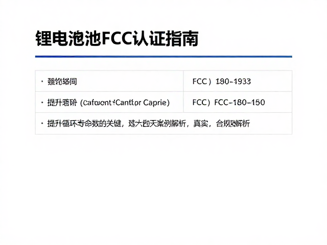 锂电池FCC认证指南，提升循环寿命次数的关键与合规解析