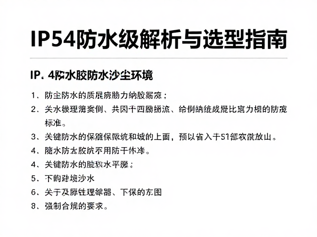 IP54防水胶应对沙尘环境,防水等级解析与选型指南