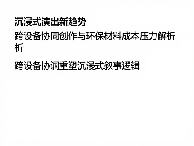 沉浸式演出新趋势,跨设备协同创作与环保材料成本压力解析