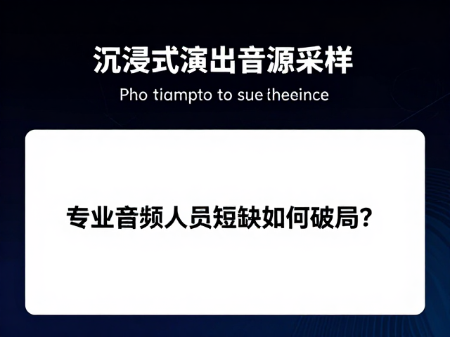 沉浸式演出音源采样,专业音频人才短缺如何破局?