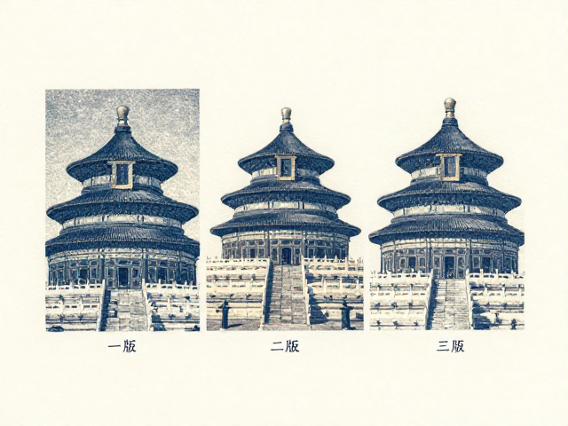 北京一版二版三版区别，影写版构图严谨解析