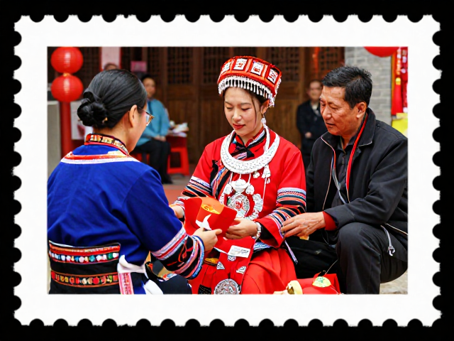 少数民族服饰邮票上的写实婚嫁习俗，揭秘百年传统美学