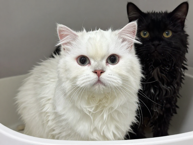 曼基康猫洗澡频率指南,白猫黑猫如何保持毛色鲜亮