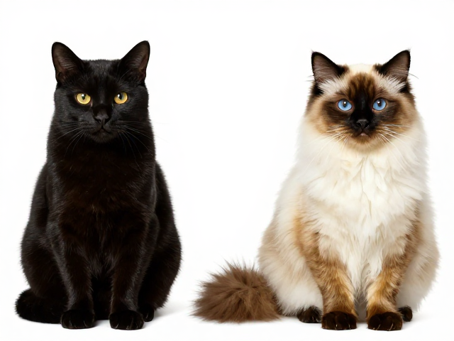 海双布偶与黑金渐层对比,纯黑猫象征幸运,独特品种怎么选?
