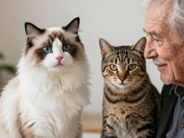 海双布偶和老人,经典虎斑猫的温馨陪伴指南