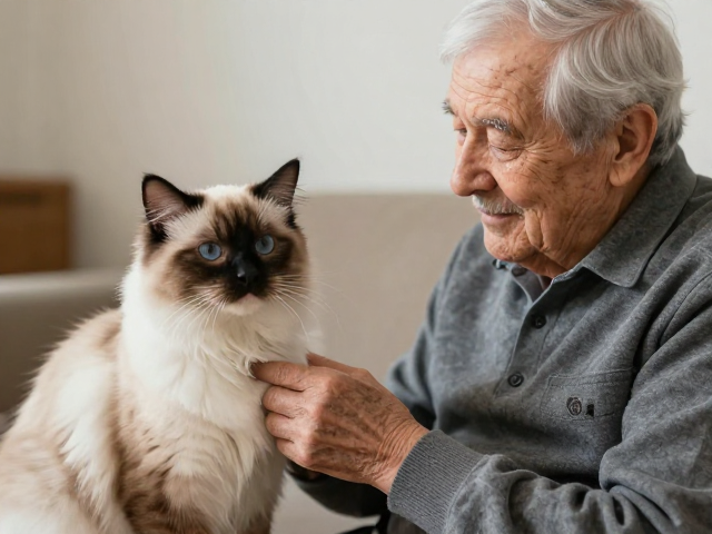 海双布偶和老人,经典虎斑猫的温馨陪伴指南