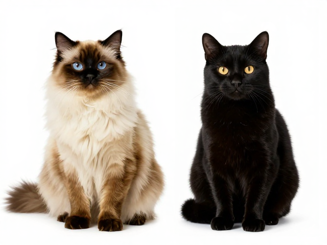 海双布偶与黑金渐层对比,纯黑猫象征幸运,独特品种怎么选?