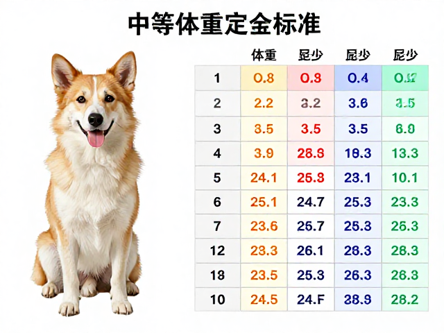中等体型狗狗体重范围多少？附各颜色分类对照表