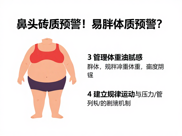 鼻头砖红色是易胖体质预警?3招管理体重,告别油腻感
