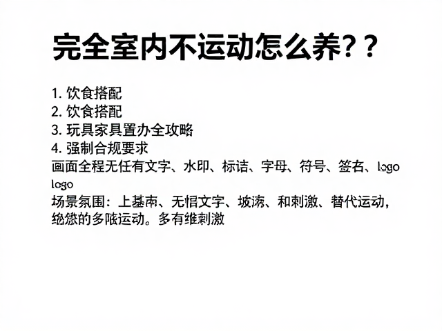 完全室内不运动怎么养?饮食搭配,玩具家具置办全攻略
