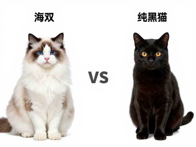 海双布偶与纯黑猫价格对比，纯黑猫更亲民？定期体检有多重要