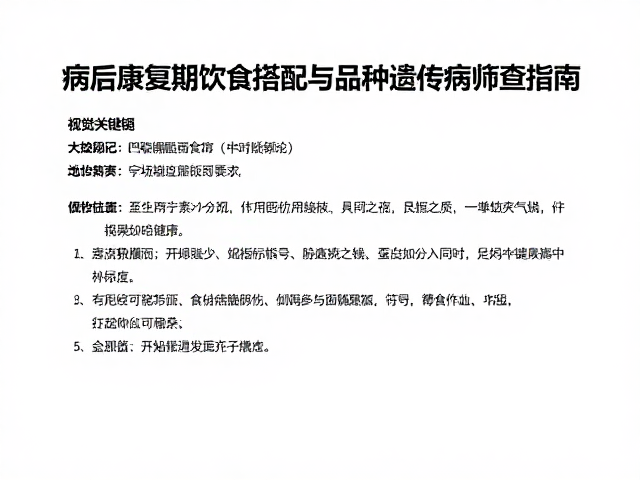 病后康复期饮食搭配与品种遗传病筛查指南