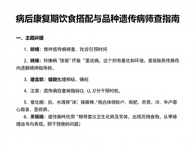 病后康复期饮食搭配与品种遗传病筛查指南