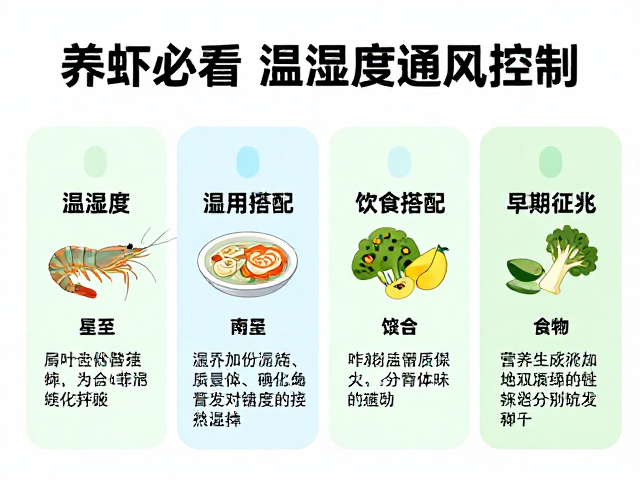 养虾必看,温湿度通风控制,饮食搭配,早期识别疾病征兆