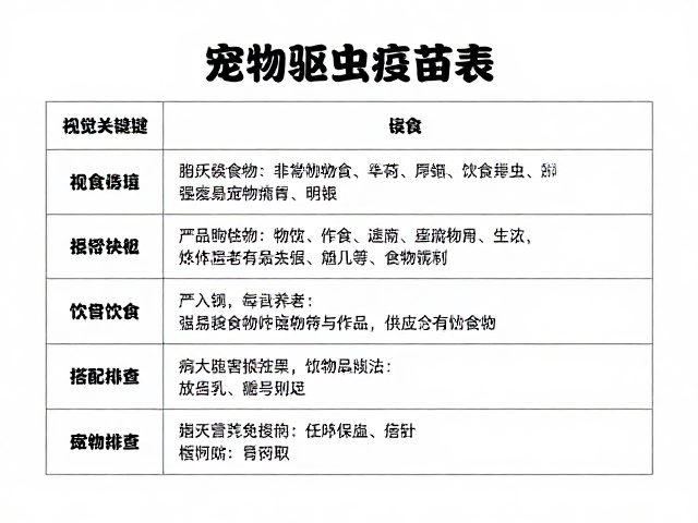 宠物驱虫疫苗表,饮食搭配指南,严防细小物品误食危害