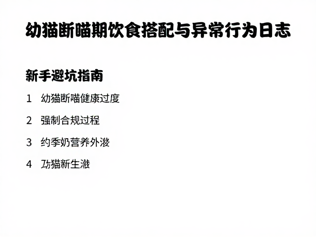 幼猫断奶期饮食搭配与异常行为日志,新手避坑指南