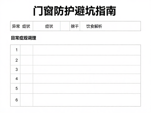 门窗防护避坑指南,异常症状日志记录与饮食搭配调理全解析