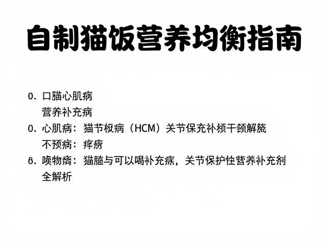 自制猫饭营养均衡指南,心肌病与关节保护补充剂全解析