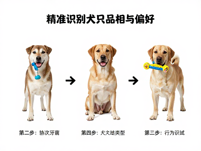 高运动需求狗玩具引导，3步精准识别犬只品相与偏好
