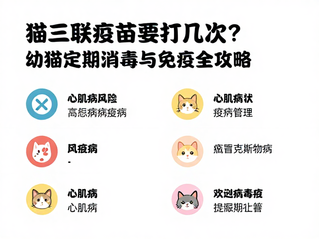 猫三联疫苗要打几次?心肌病风险高,幼猫定期消毒与免疫全攻略