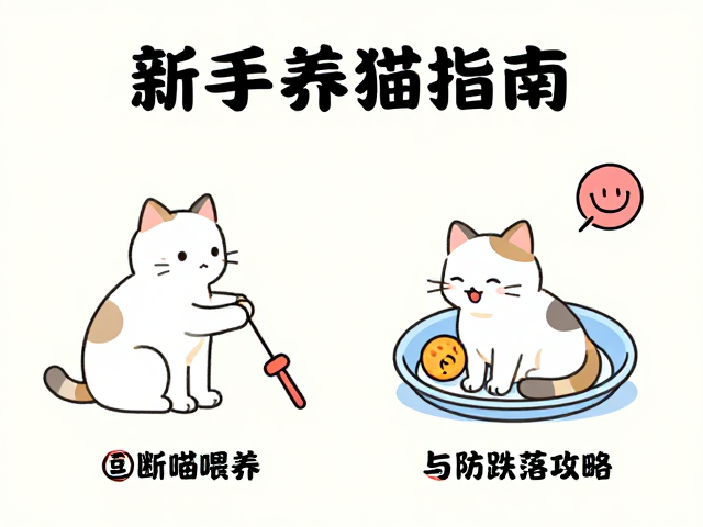新手养猫指南,断奶喂养、逗猫棒使用与防跌落攻略