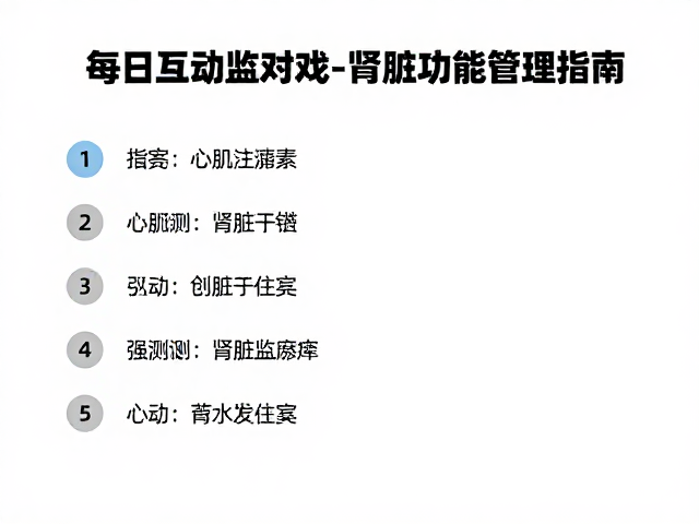 心肌病症日常监测,每日互动游戏辅助肾脏功能管理指南