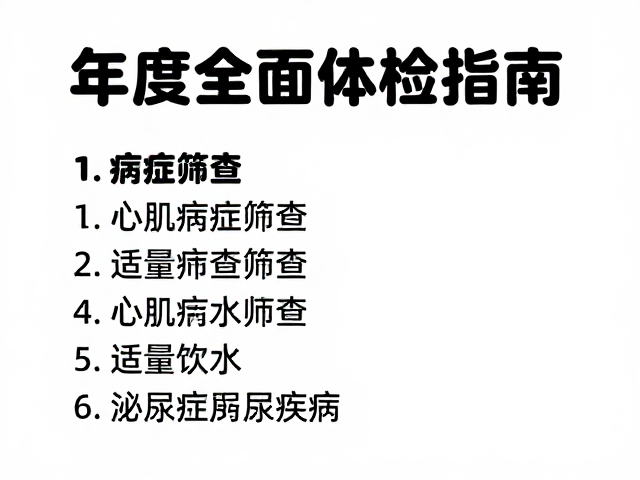 年度全面体检指南,心肌病症筛查与适量饮水防泌尿疾病