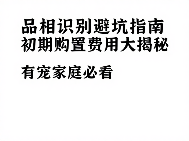 品相识别避坑指南,初期购置费用大揭秘,有宠家庭必看