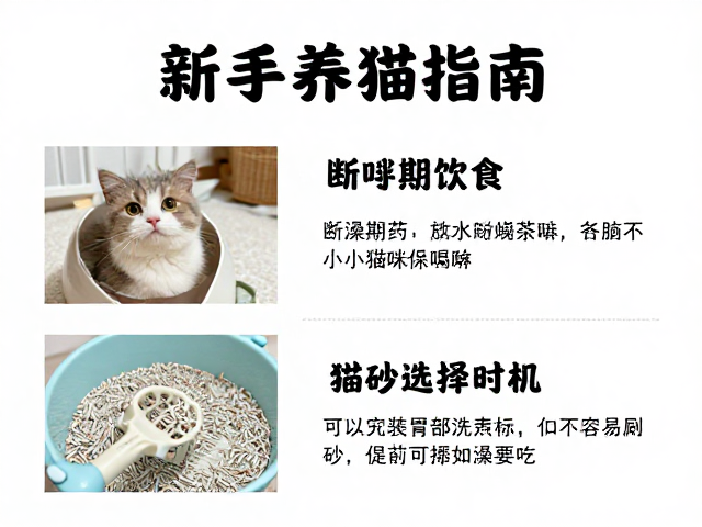 新手养猫指南,断奶期饮食、洗澡时机与猫砂类型选择攻略