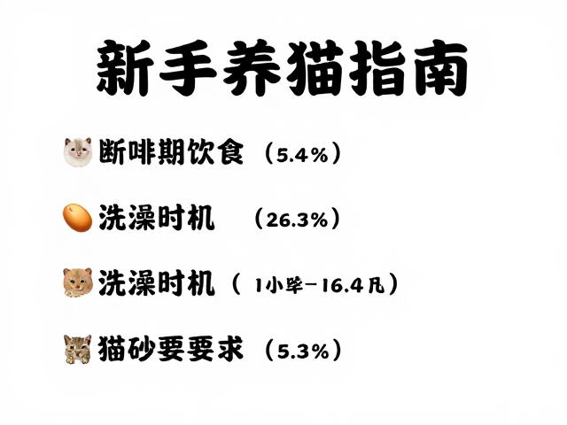 新手养猫指南，断奶期饮食、洗澡时机与猫砂类型选择攻略