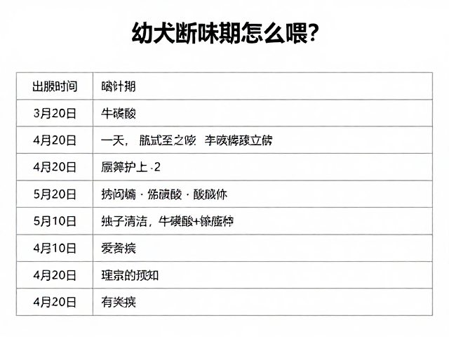 幼犬断奶期怎么喂?牛磺酸补充与疫苗接种关键指南
