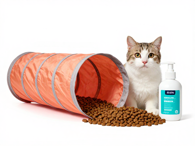 专用猫粮搭配猫隧道,配合耳部清洁液打造猫咪健康日常