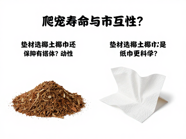 爬宠寿命与互动性,垫材选椰土还是纸巾更科学?