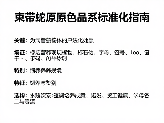 束带蛇原色品系标准化指南,特征、饲养与鉴别