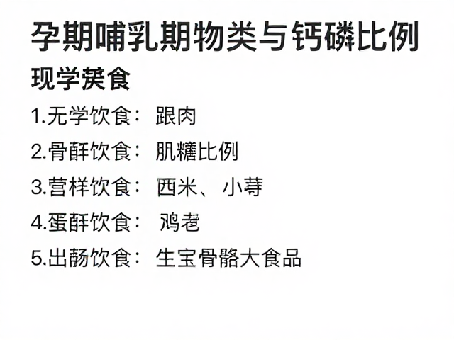 孕期哺乳期食物种类与钙磷比例,科学饮食助宝宝骨骼发育
